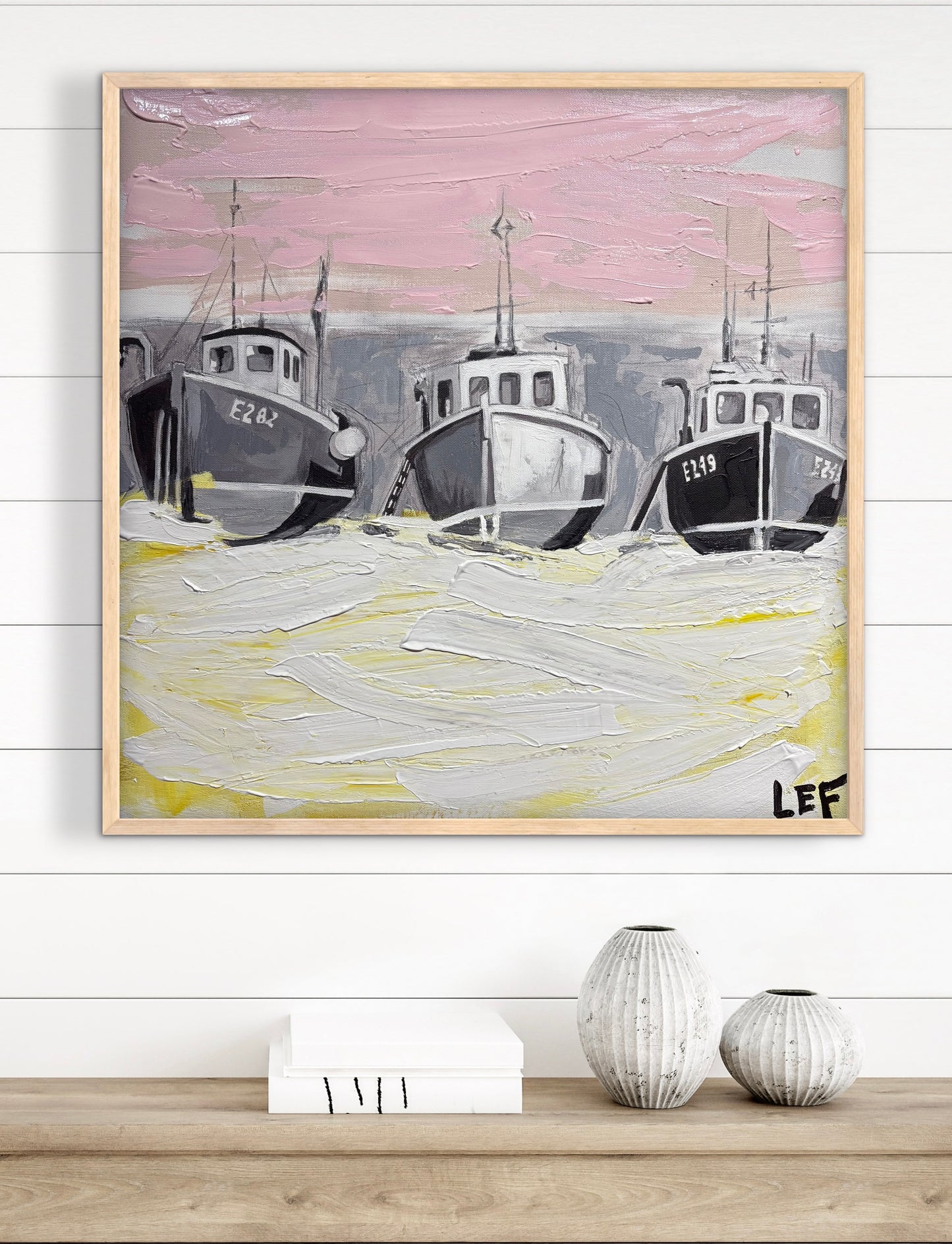 Bateaux sous ciel rose