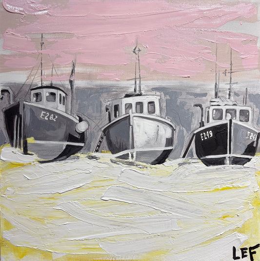 Bateaux sous ciel rose