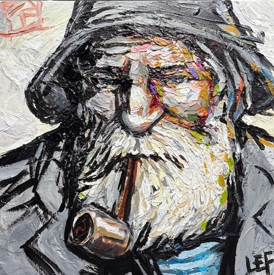 Vieux pêcheur à la pipe